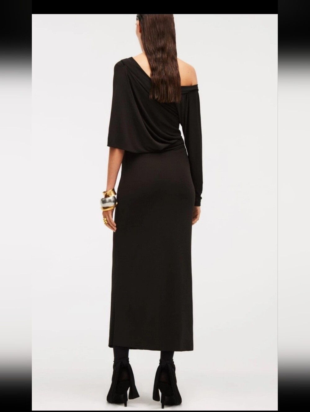 Zara Olive Green One-Shoulder Draped Maxi Dress - Picture 2 of 8